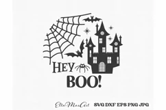 Hey boo Svg, Halloween Svg, Halloween sign Svg, Round Sign Product Image 2