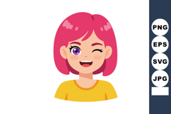 Young woman with pink hair winking and smiling in yellow shi Product Image 1