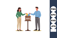 Voting Participation Illustration with Man and Woman Casting Product Image 1