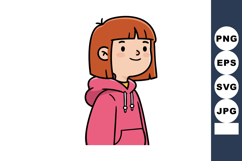 Young girl with red hair wearing pink hoodie vector illustra Product Image 1