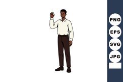 Man waving hand greeting gesture casual clothing vector illu Product Image 1