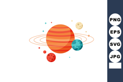 Solar system planets vector with colorful orbits and celesti Product Image 1