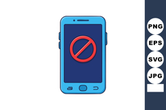Smartphone with red prohibition symbol on blue screen vector Product Image 1