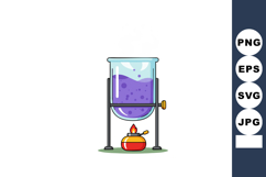 Laboratory glass beaker with purple liquid boiling on Bunsen Product Image 1