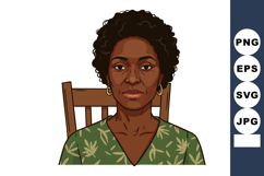 Middle aged African American woman with short curly hair wea Product Image 1