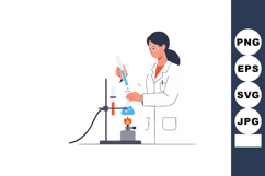 Female scientist conducting chemical experiment with test tu Product Image 1