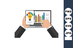 Businessman analyzing colorful charts on smartphone and lapt Product Image 1