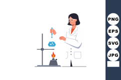 Female scientist performing chemical experiment with lab equ Product Image 1