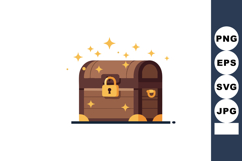 Treasure chest with golden lock and sparkling stars vector i Product Image 1