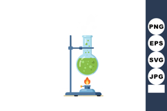Laboratory glassware with green chemical solution heated by Product Image 1