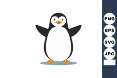 Cute cartoon penguin vector illustration with orange beak an Product Image 1