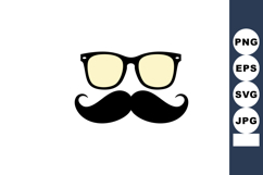Mustache and Glasses Vector Illustration with Black Frame an Product Image 1