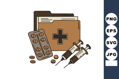 Medical folder with pills and syringes healthcare and medici Product Image 1