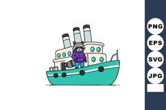 Raccoon wearing purple hoodie standing on turquoise ship wit Product Image 1