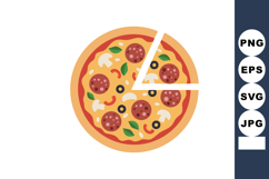 Pizza with pepperoni mushrooms olives and basil slice remove Product Image 1