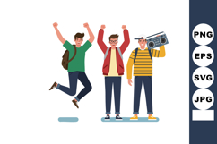 Group of three young men celebrating with casual clothing an Product Image 1