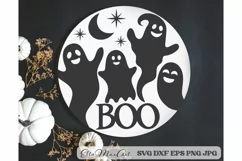 Boo Svg, Halloween Svg, Halloween sign Svg, Round Sign Svg, Product Image 1