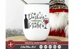 Dashing through merlot Christmas shirt svg, Christmas SVG, Product Image 1