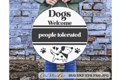 Dogs Welcome people tolerated SVG, Dog Welcome Sign SVG, Dog Product Image 1