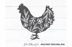 Chicken SVG, Floral Chicken SVG, Chicken Leaves Svg, Easter Product Image 3