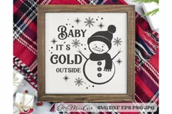 Baby its cold outside SVG, Christmas Round Sign SVG, Door Product Image 3