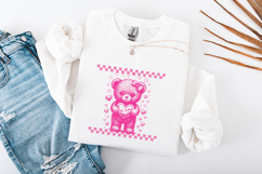 Pink Coquette Teddy Bear Valentine Sublimation PNG Design Product Image 3