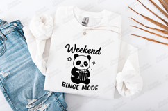 Weekend Binge Mode Panda SVG Popcorn Cute T Shirt Design Product Image 3