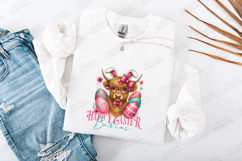 Happy Easter Babies SVG - Highland Cow with Bunny Ears PNG Product Image 3
