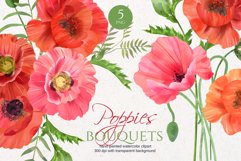 Poppies Clipart, Floral bouquets for wedding invitations Product Image 1