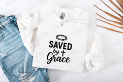 Saved By Grace SVG - Christian Crown of Thorns Cross File Product Image 3