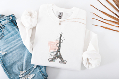 Paris France SVG - Pink Coquette Eiffel Tower Ribbon Art Product Image 3