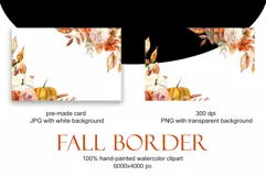 Autumn Watercolor Borders, Fall leaves Clipart PNG Product Image 3