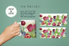 Watercolor Pink Berry and flowers Mug Sublimation Product Image 2