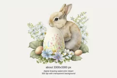 Vintage Watercolor Easter Binny Clipart PNG, Sublimation Product Image 2