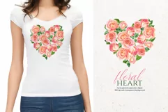 Watercolor Roses Heart, Sublimation PNG Product Image 4