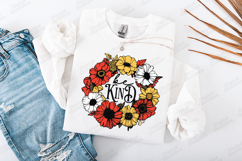 Be Kind Floral Wreath Sublimation PNG Mental Health Art Product Image 2