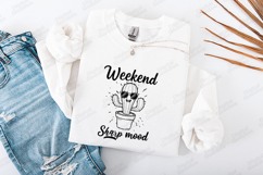 Weekend Sharp Mood Cactus Tshirt Design Funny Doodle Product Image 3
