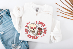 Retro Skeleton Love You A Bit Extra Valentine PNG Design Product Image 3