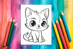 4 Kawaii Kitten Coloring Pages, Printable Designs for Kids Product Image 3