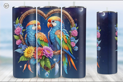 3 Cute Parrots Tumbler Sublimation, 20 oz Tumbler Wrap Product Image 2