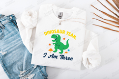 Dinosaur Yeah Birthday SVG I Am Three Cute Kids Dino Design Product Image 1
