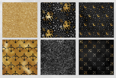 16 Black &amp; Gold Sagittarius Zodiac Seamless Patterns Product Image 3