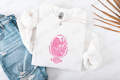 Happy Easter Bunny Egg SVG - Floral Rabbit Wreath Design Product Image 1