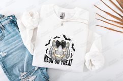 Meow or Treat SVG - Glitter Silver Cat Pumpkin Halloween Art Product Image 3