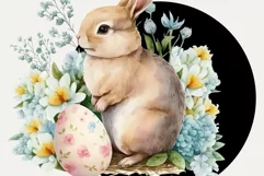 Vintage Watercolor Easter Binny Clipart PNG, Sublimation Product Image 3
