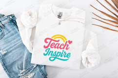 Teach Inspire SVG - Retro Colorful Rainbow School Cut File Product Image 3