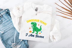 Dinosaur Yeah Birthday SVG I Am Seven Cute Kids Dino Design Product Image 1