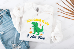 Dinosaur Yeah Birthday SVG I Am FiveCute Kids Dino Design Product Image 1