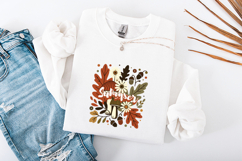 Retro Autumn Mushrooms and Flowers Floral Clipart Graphic Product Image 3