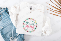Blessed Mama SVG - Cute Floral Wreath Motherhood Clipart Product Image 3